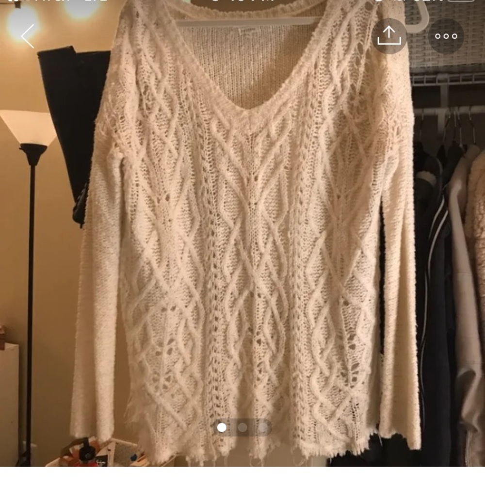 Over sized white knit sweater